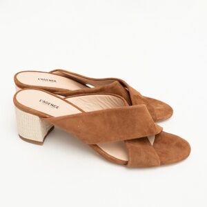 L’AGENCE - Gabriella Crossover Suede Block Heel Mules
